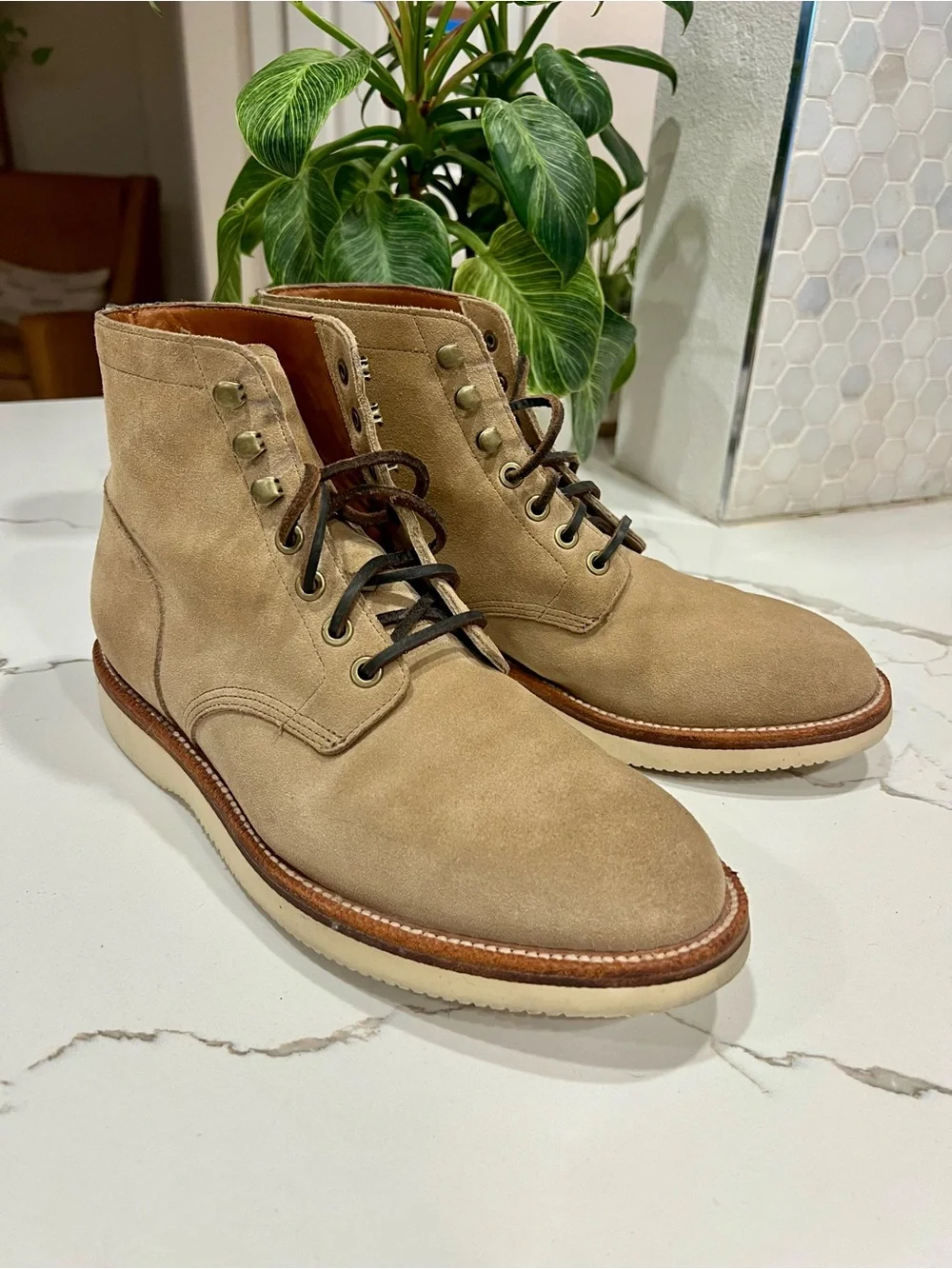 Grant Stone Men's Suede Diesel Boots in Tan - Classic Lace-Up Style